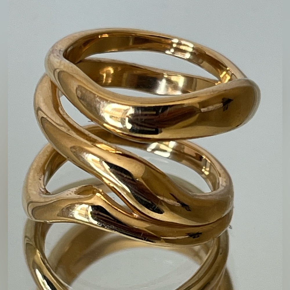 & Other Stories Gold / Recycled Brass Triple Metal Twist Ring Small EUC